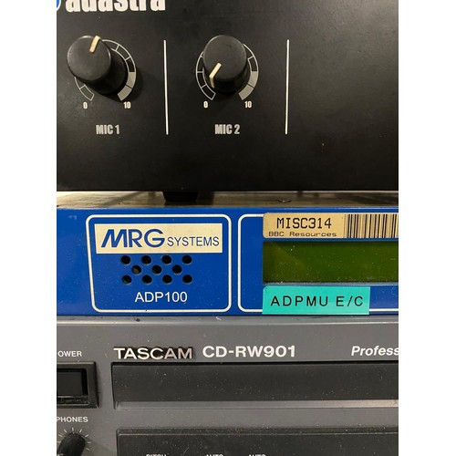 439 - Adastra 952.966 mixer MP, MRG Systems ADP100 and Tascam CD-RW901 Professional. All Untested.