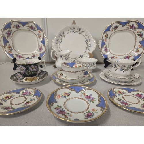 414 - Selection of part tea ware to include Royal Albert 'Prairie Crocus', Royal Albert 'Brig o doon', & H... 