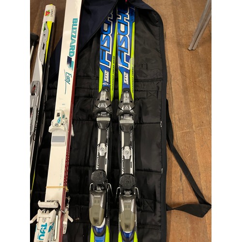 458 - Selection of skis and snowboard to include Fischer, Snowbird Blizzard etc.