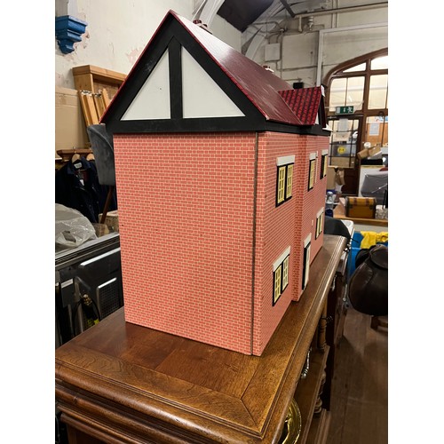 75 - Large mid century vintage hobbys dolls house with large selection of furniture etc 30 x 24 inches