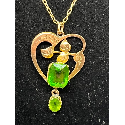 3 - 9ct gold art nouveau & peridot chain & pendant
3.05 grams