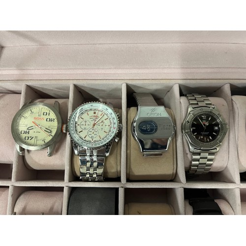 157 - collection of watches in fitted box to include military mwc, some automatic & battery