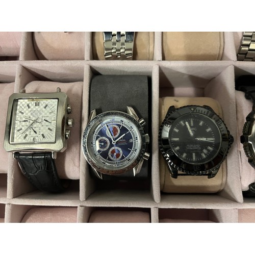 157 - collection of watches in fitted box to include military mwc, some automatic & battery