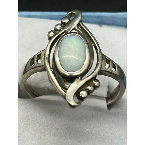 137 - silver & opal ring along with indonesian lapis lazuli cuff bracelet