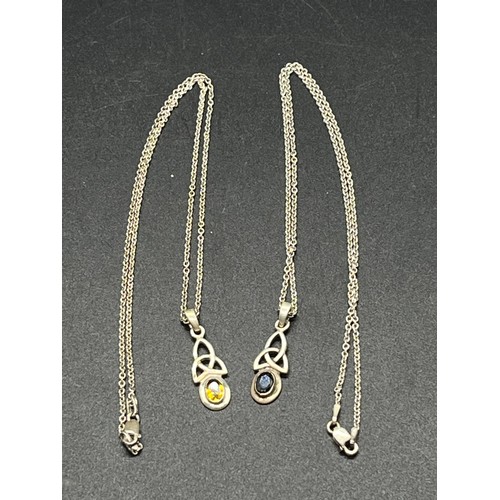 84 - 2 vintage sterling silver celtic knot style necklaces with birthstones