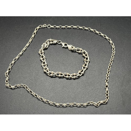 85 - sterling silver cable link chain & silver knot bracelet