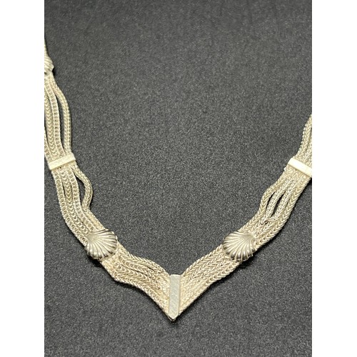 135 - sterling silver multi chain clam shell necklace