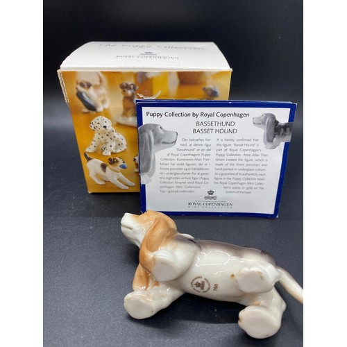 213 - 2 x boxed Puppy Collection by Royal Copenhagen figures - Old English Sheepdog and Basset Hound. Both... 