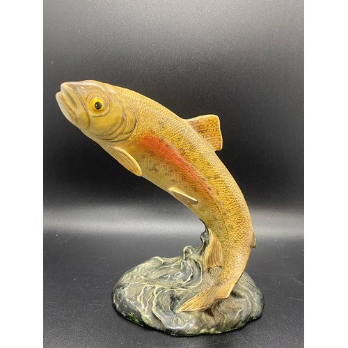 142 - 2 x Beswick leaping brown trout ornaments - No. 1032 and No. 1390. tallest stands approx. 7