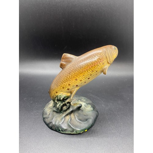 142 - 2 x Beswick leaping brown trout ornaments - No. 1032 and No. 1390. tallest stands approx. 7