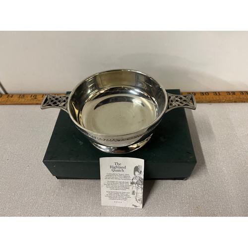 217 - Large pewter highland quaich