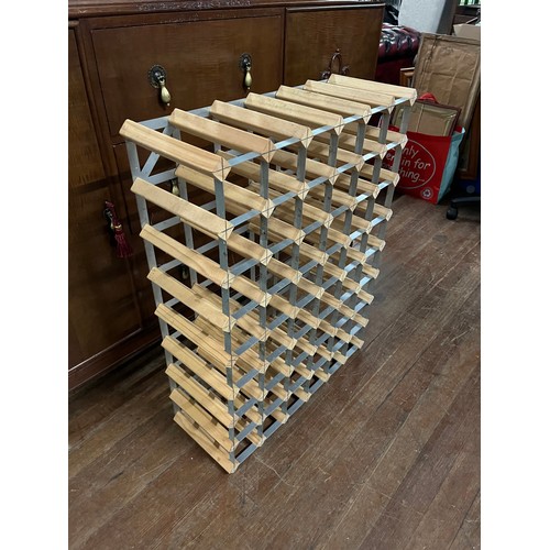 328 - wood & metal wine rack holds 48 bottles