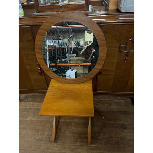 522 - mid century nathan table & round mirror