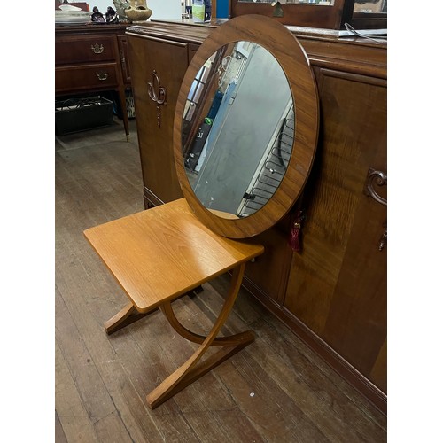 522 - mid century nathan table & round mirror