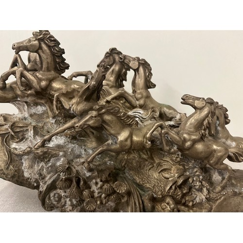 12 - Heavy antique Tibetan silver sculpture of 9 galloping horses. 3.2kg 13