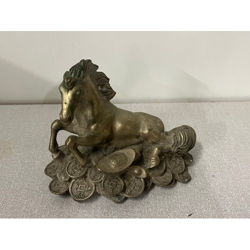 45 - Heavy antique Tibetan silver sculpture of Feng Shui wealth horse.