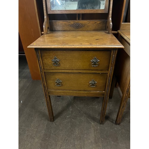 146 - A pair of oak 2 drawer cabinets 1 with mirror