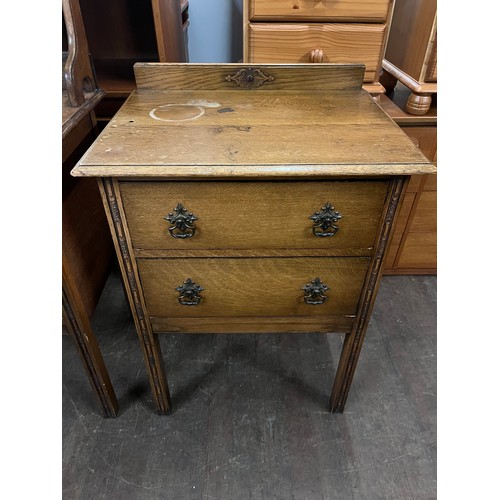 146 - A pair of oak 2 drawer cabinets 1 with mirror