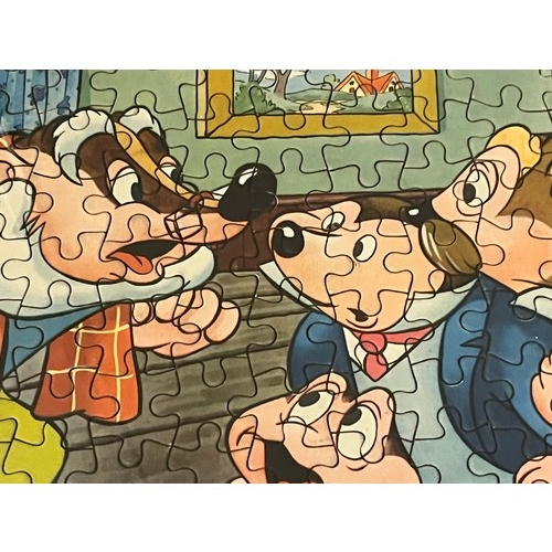 266 - Walt Disney Ichabod & Mr Toad original 1950's jigsaw puzzle (retained in frame no glued pieces) with... 