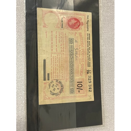 268 - Local Interest - Camelon/Falkirk - uncashed  along with 10 shilling British postal order 1966, W. Al... 