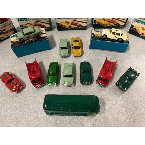 18 - Selection of vintage tri-ang Minic motor rally racing cars etc. Some in original boxes.