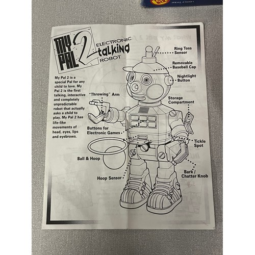 174 - Vintage Hornby My Pal 2 1991 talking robot with accessories & original box complete (working).