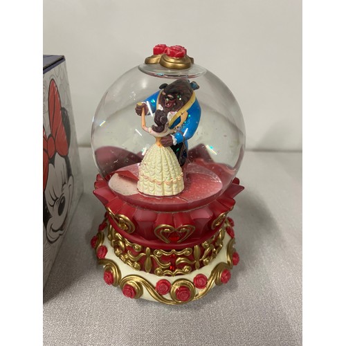 273 - Disney Mickey & Minnie cruet set along with Beauty & the Beast musical snow globe.