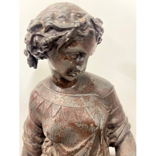 284 - Large spelter/bronzed statue on wooden base 19