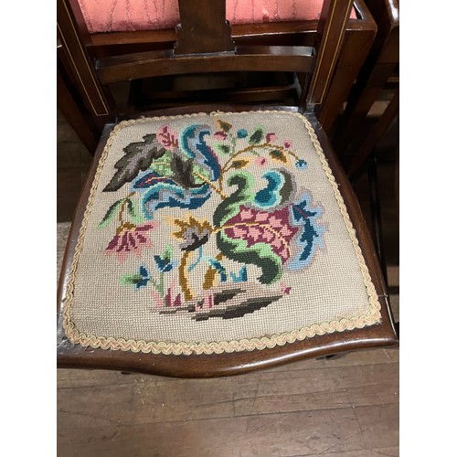 199 - A pair of Edwardian walnut tapestry chairs