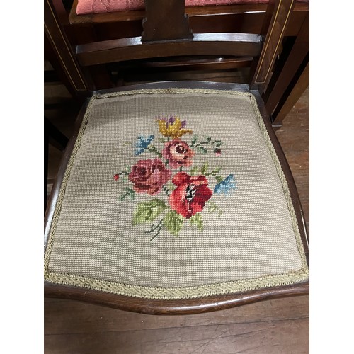 199 - A pair of Edwardian walnut tapestry chairs