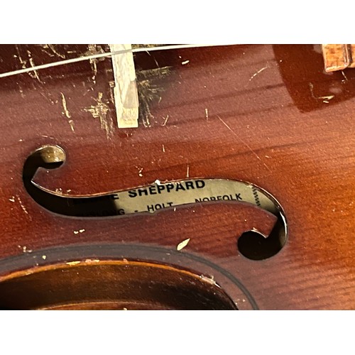 297 - vintage violin , bow & case by leslie shepard