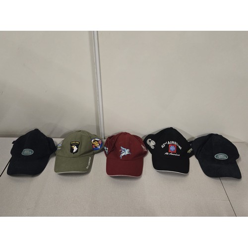 602 - 5 Baseball caps to include Land Rover, 82nd Airborne division, Pegasus paratroopers & 101st Airborne... 