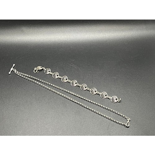 55 - Silver belcher albert chain & rennie mac bracelet