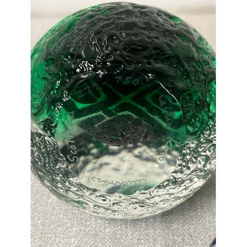 291 - 3 glass paperweights to include caithness glass celtic knot & wave dance