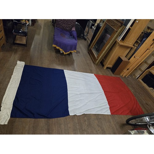 103 - Large French woven flag, hand sewn, stamped French 3yd (9ft 5 x 4ft) possibly early 1900s