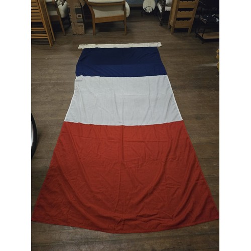 103 - Large French woven flag, hand sewn, stamped French 3yd (9ft 5 x 4ft) possibly early 1900s