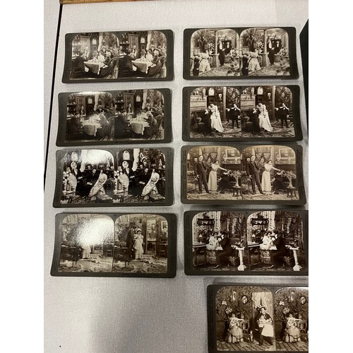 104 - A complete set of 18 antique stereoviews on marriage , underwood 1901