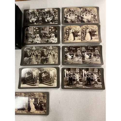 104 - A complete set of 18 antique stereoviews on marriage , underwood 1901