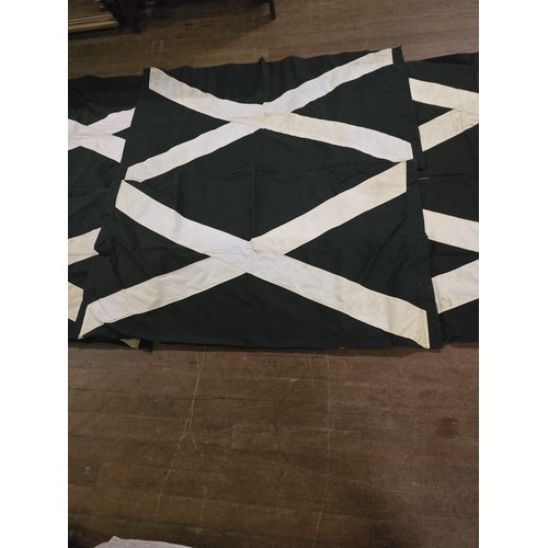 260 - 6 x Black & White saltire flags, different sizes.