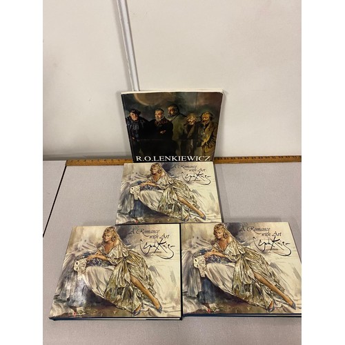 434 - 4 signed Artist books to include R.O.Lenkiewicz Printed signature & A Romance With Art By Gordon Kin... 