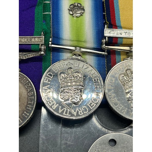 1 - Set of military mounted medals to include, Northern Ireland for campaign service(name and number sta... 