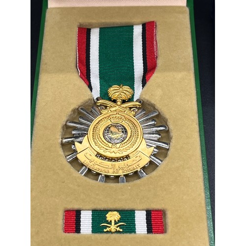 2 - 2 x Saudi Arabia Kuwait liberation medals in fitted leather case.