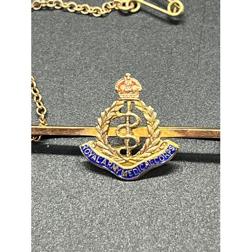 8 - 9ct gold and enamel military sweetheart brooch for Royal Army Corps