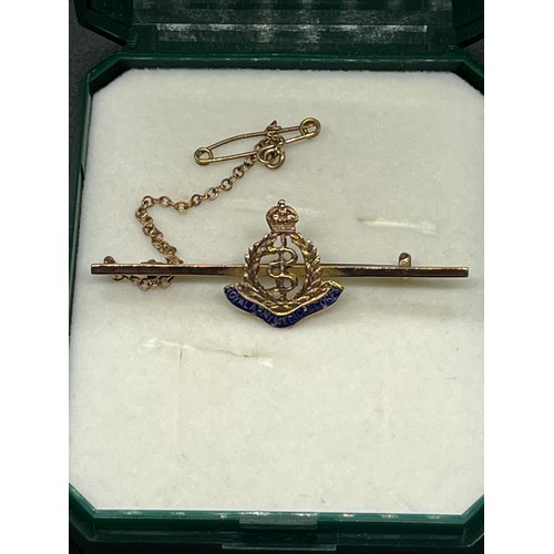 8 - 9ct gold and enamel military sweetheart brooch for Royal Army Corps