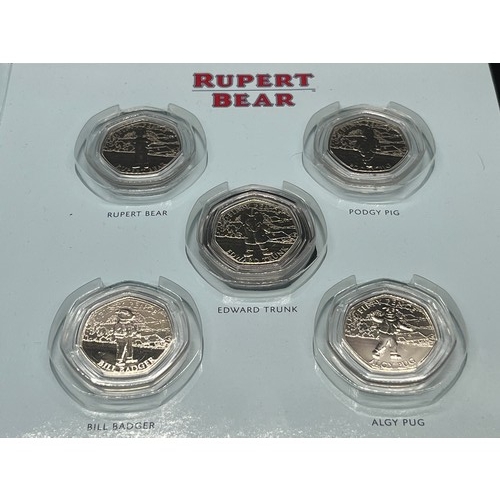 106 - Isle of Man Rupert Bear 50p five piece coin set 2020