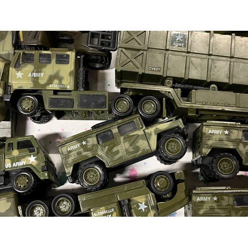 154 - 2 trays of military vehicles to include dinky, soma 1998 etc