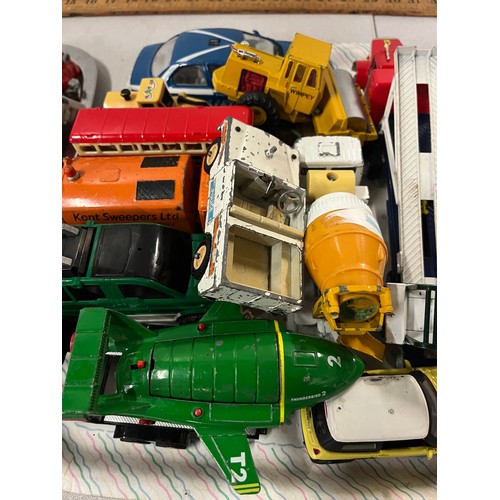 217 - Tray of playworn vehicles along with tray of transformers