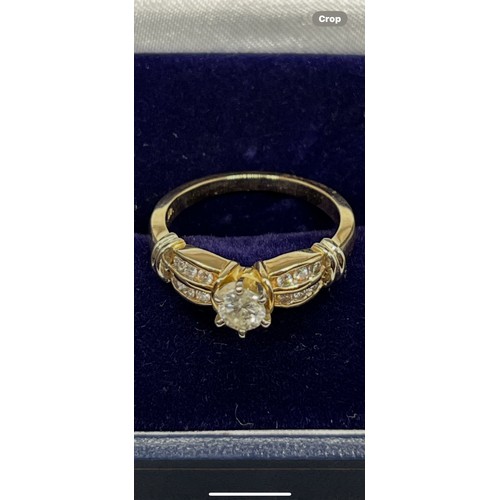 16 - 14 ct gold & diamond ladies ring approx. over 0.5ct or over