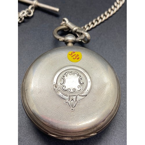 116 - Antique John Forrest silver hallmarked pocket watch (working) with silver hallmarked albert chain an... 