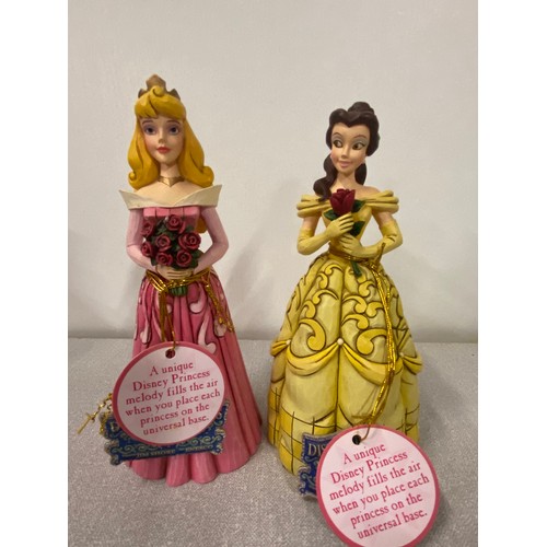 63 - Rare Disney Collection Jim Shore Princess Sonata set of 6 & music box plays a song from each film th... 